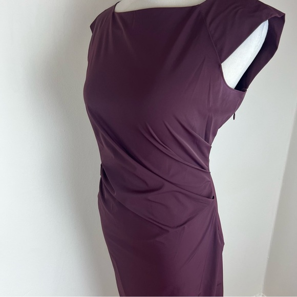 Diane Von Furstenberg Gabi Poplin Ruched Dress Burgundy Red Size 4 - Picture 4 of 8